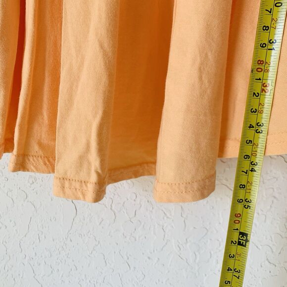 Free People Mini Dress M Apricot Orange Pastel Off Shoulder Smocked Beach Boho - Picture 8 of 10